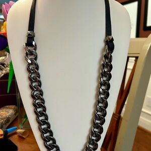 Vince Camuto Chain-Link Necklace with Leather Strap